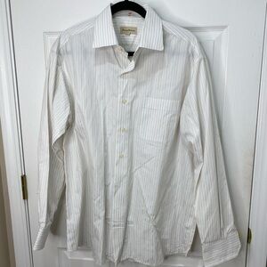 Tommy Bahama men’s striped button down collared dress shirt, size 16.5 34/35